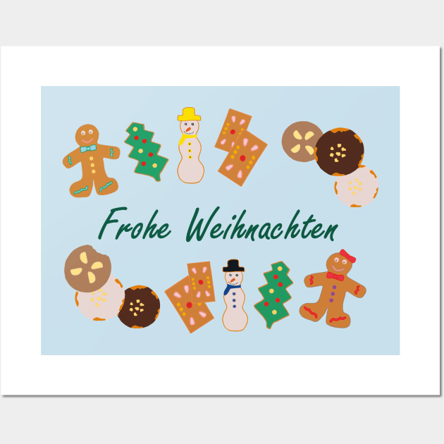 Frohe Weihnachten Xmas Cookies (German) Wall Art by Anke Wonder 